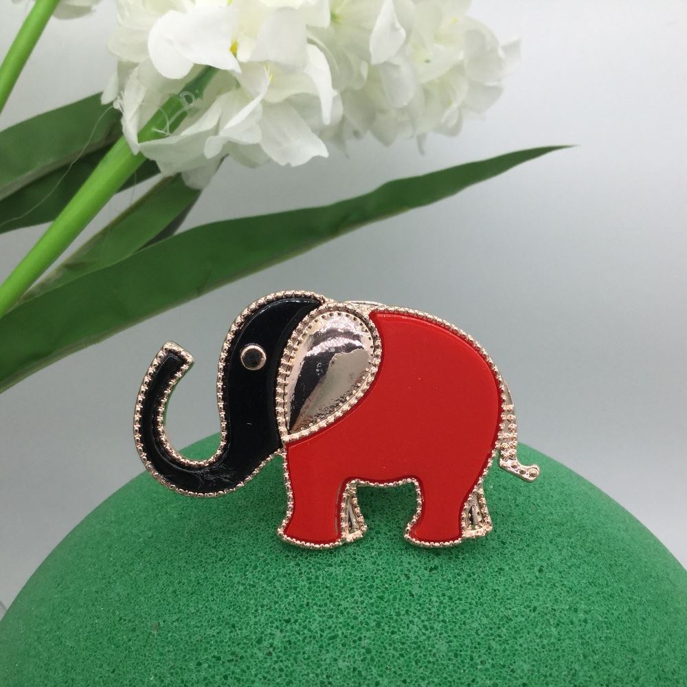 Enamelled Elephant Magnetic Brooch
