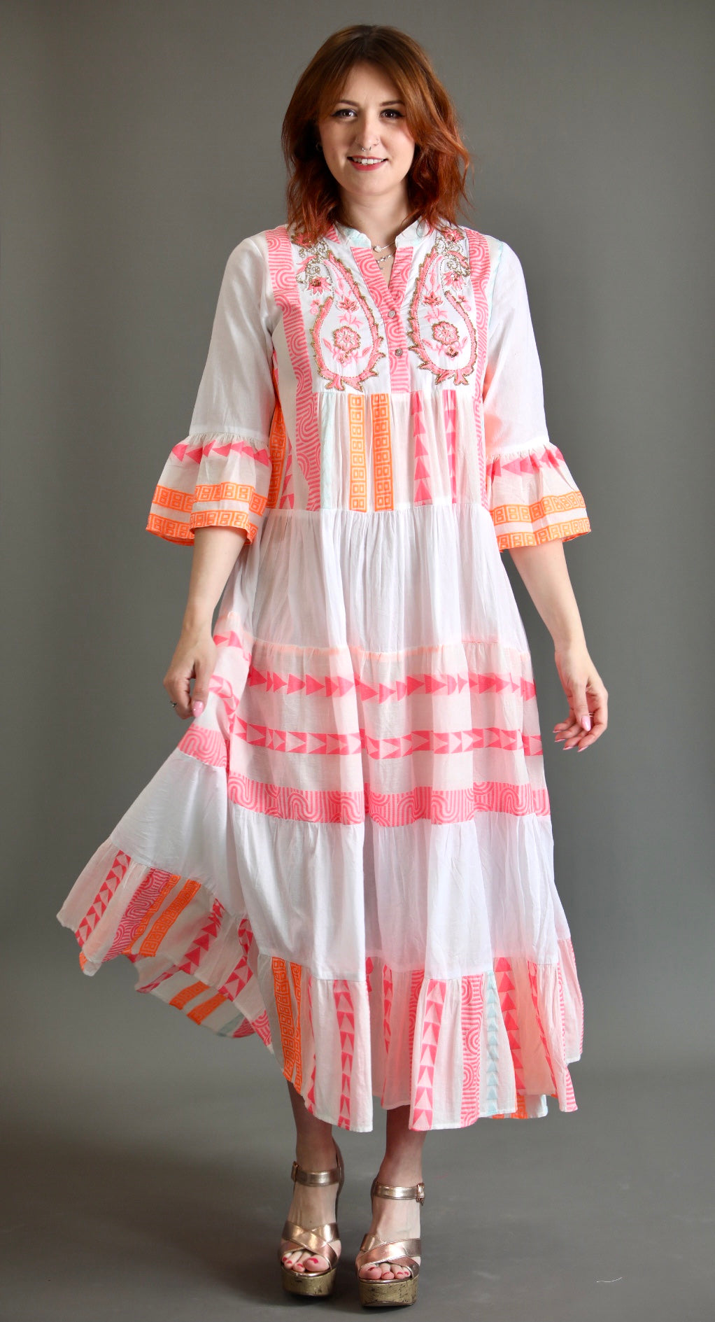maxi dress aztec print Bold Aztec Print Maxi Dress – Vz Collection