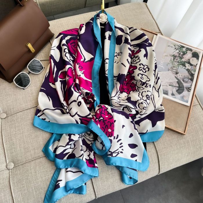 Floral Print Scarf in Blue