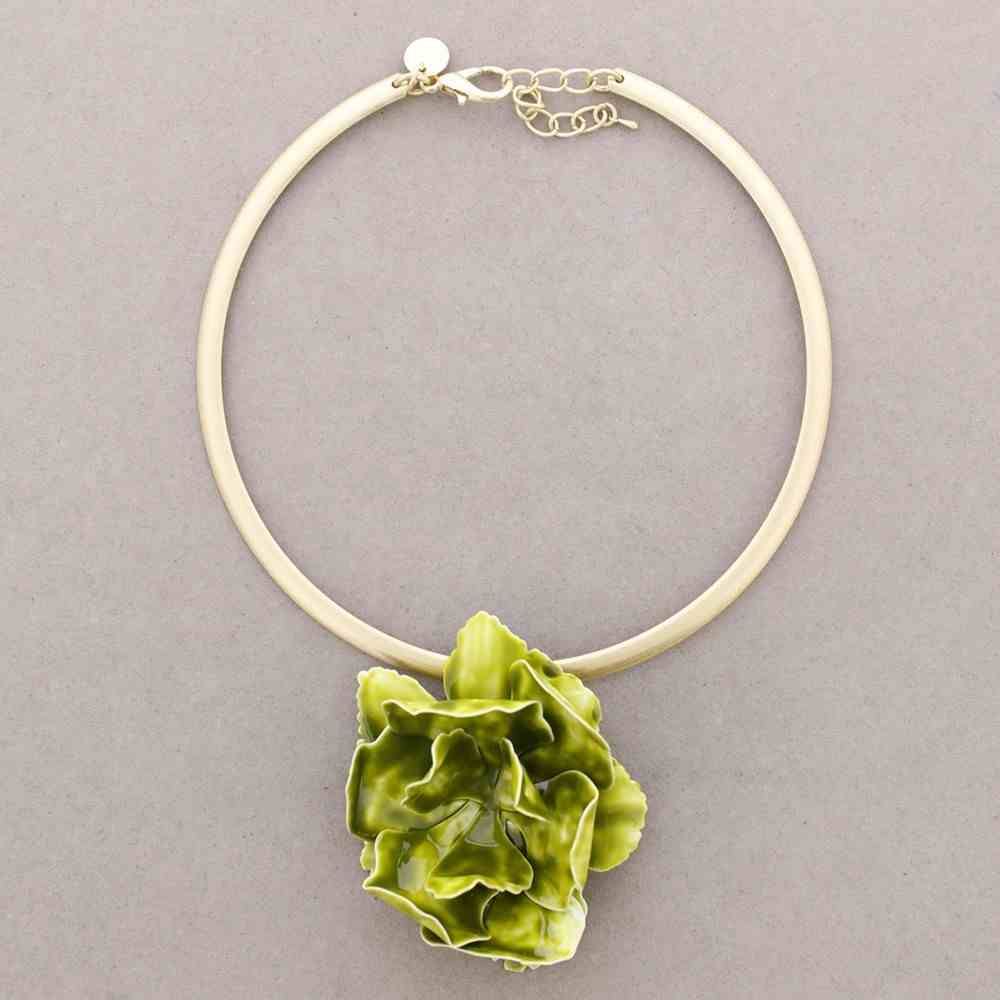 Metal Enamel Flower Pendant Necklace