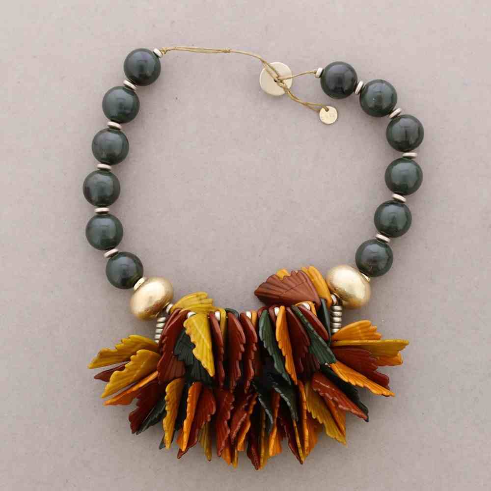 Autumnal Leaf Bead Necklace