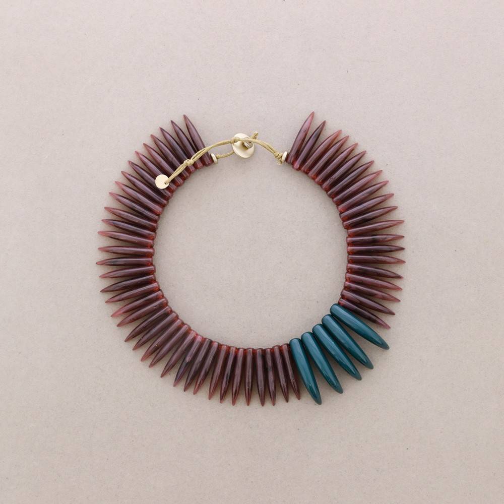 Brown And Teal Resin Horn Choker