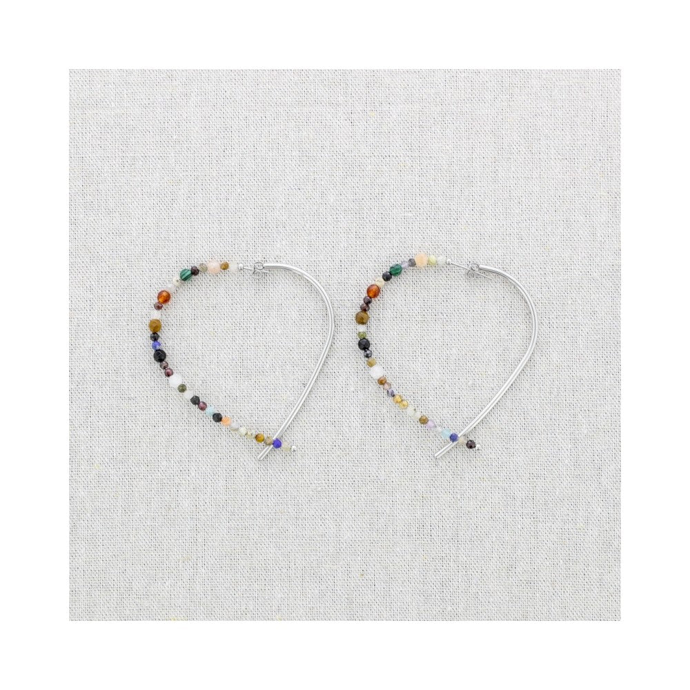 Steel Heart and Stones Earrings