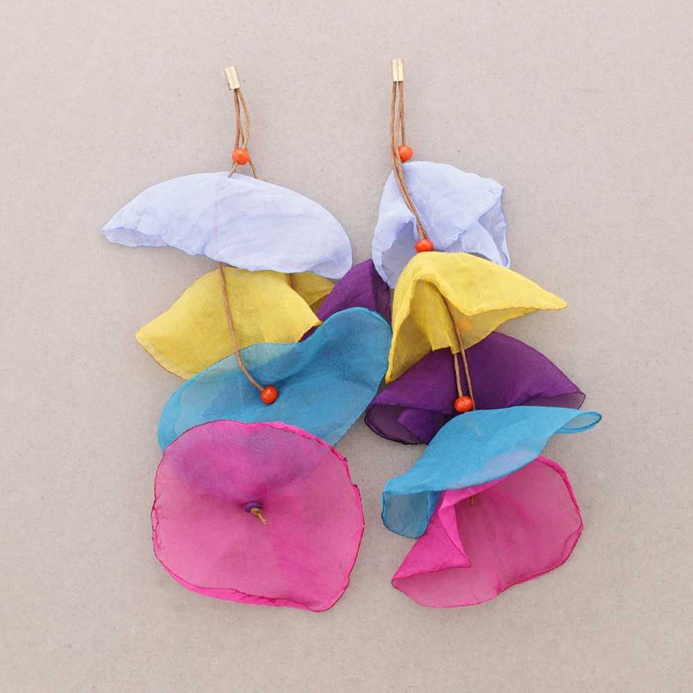 Multicolour Fabric Petal Earrings