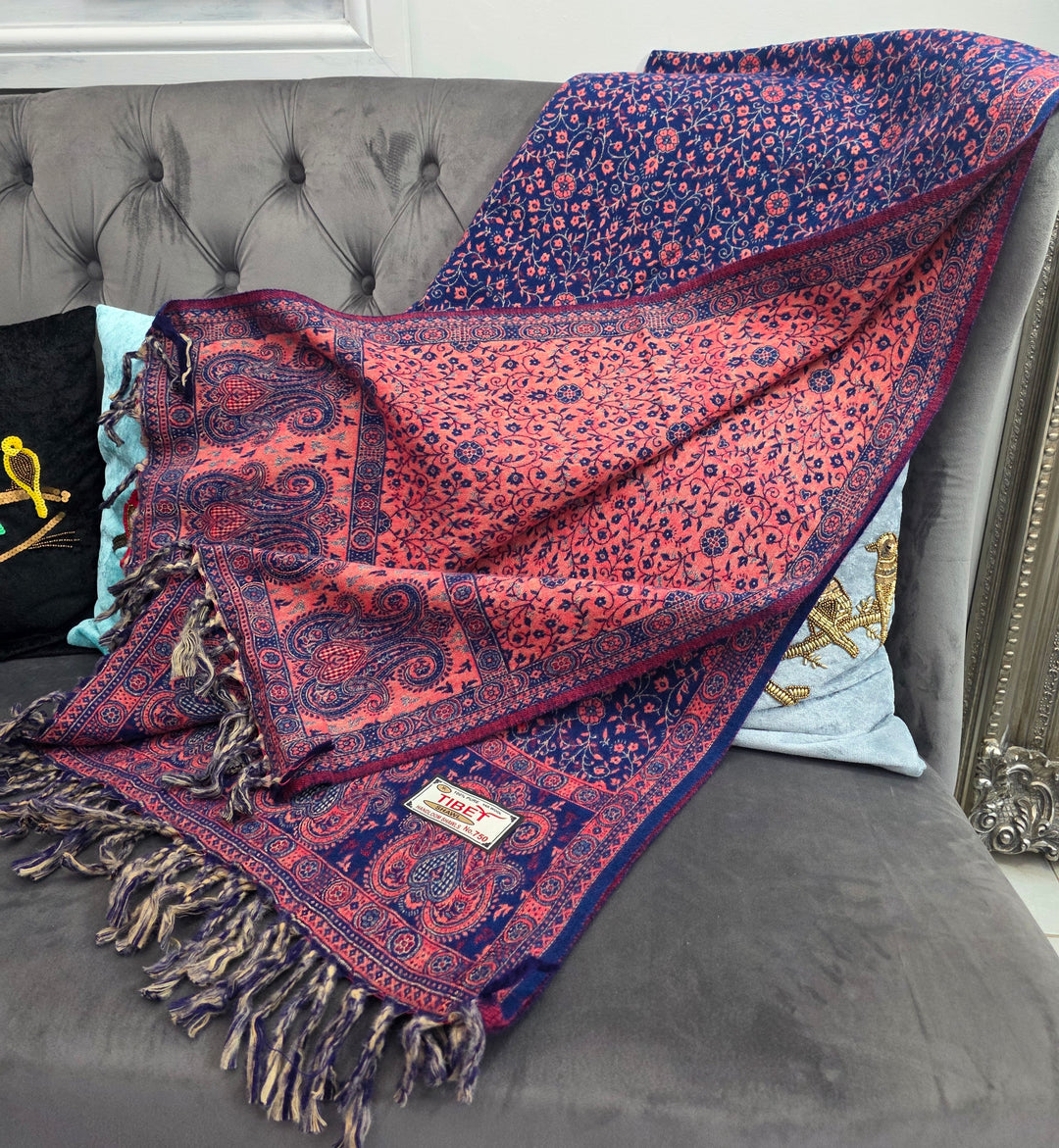 Purple and Orange Yak's Wool Tibetan Shawl/scarf