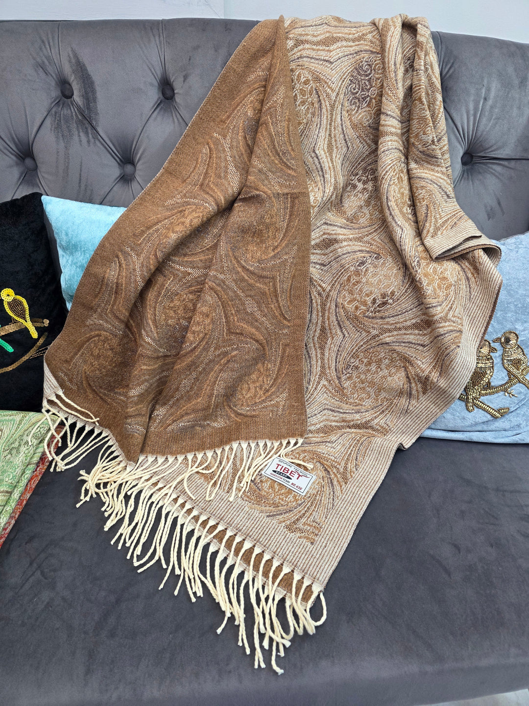 Multi Tones Of Brown Scarf/Stall in 100% Yak's Wool