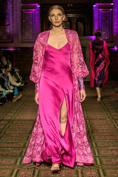 Hot Pink Satin Silk Dress - Vz Collection
