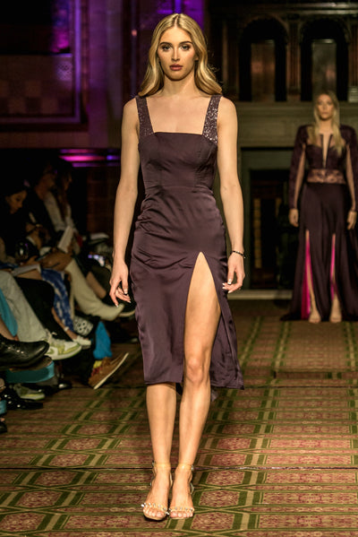 Purple Dress with Embellishment - Vz Collection
