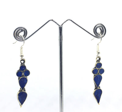 Tibetan Influenced Tear Drop Blue Earrings - Vz Collection
