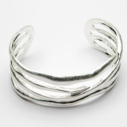Burnished Silver Wave Bangle - Vz Collection