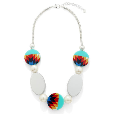 Multi Color Circle and Oval Shaped Beads Short Necklace - Vz Collection