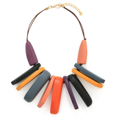 Long Wooden Beaded Short Necklace - Vz Collection