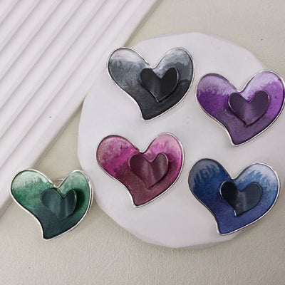 Enamelled 3D Hearts Magnetic Brooch - Vz Collection