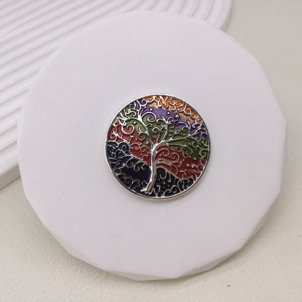 Enamelled Tree of Life Magnetic Brooch - Vz Collection