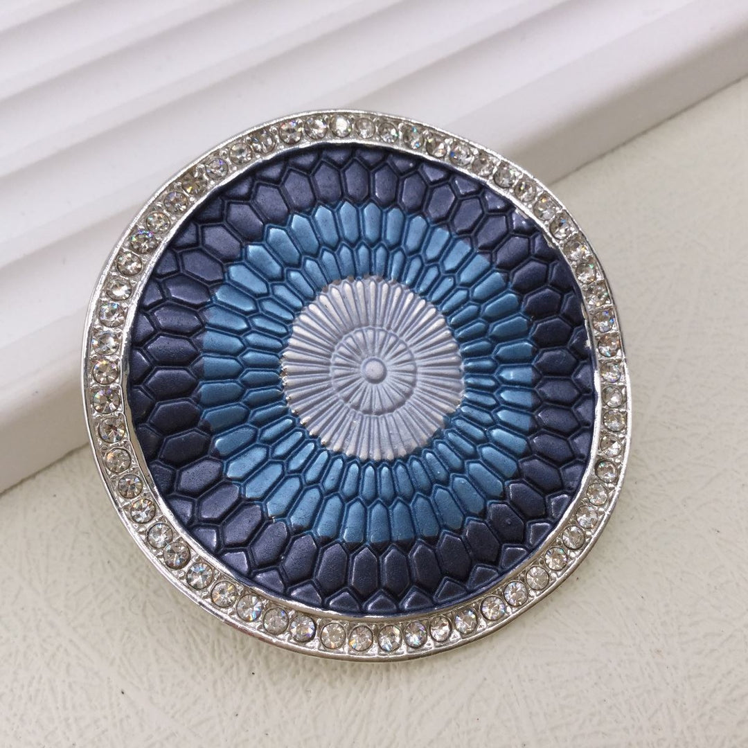Enamelled Sparkling Shield Magnetic Brooch - Vz Collection