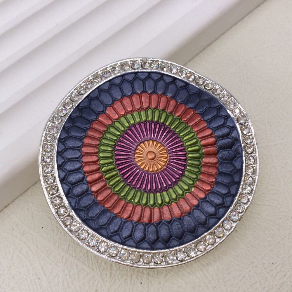 Enamelled Sparkling Shield Magnetic Brooch - Vz Collection