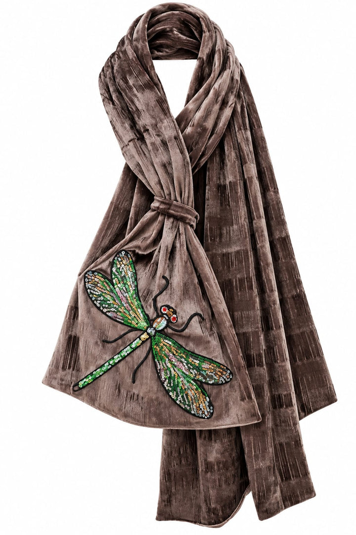 Dragonfly Velvet Scarf - Vz Collection