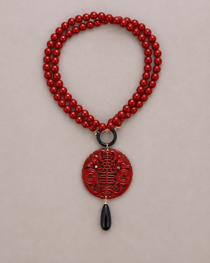 Choker Necklace with Filigree Resin Medallion