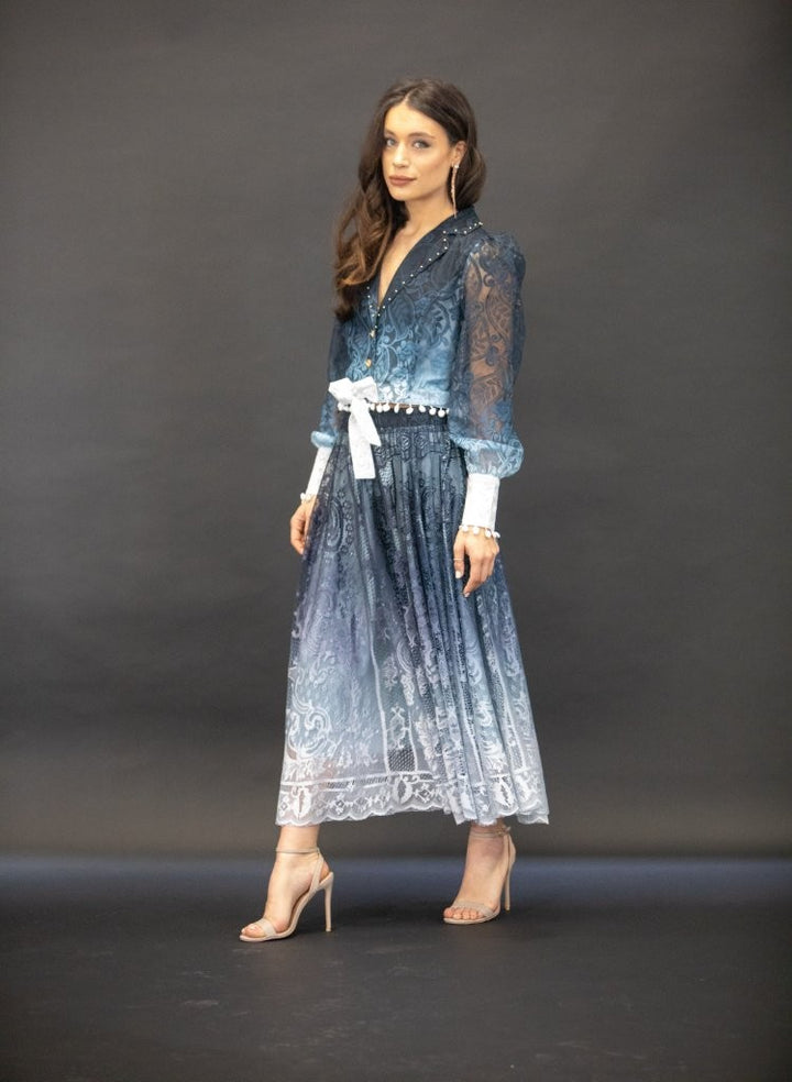 Navy Blue Ombre Skirt & Top Set