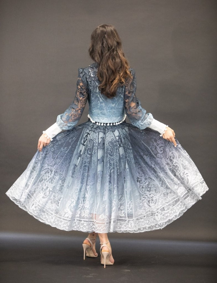 Navy Blue Ombre Skirt & Top Set