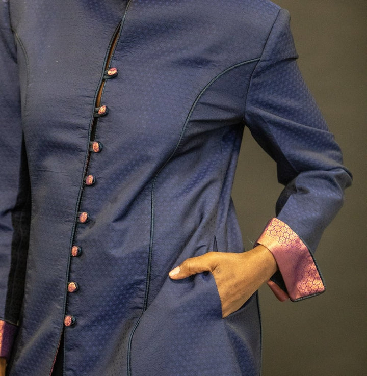 The Maharani Coat in Navy Silk