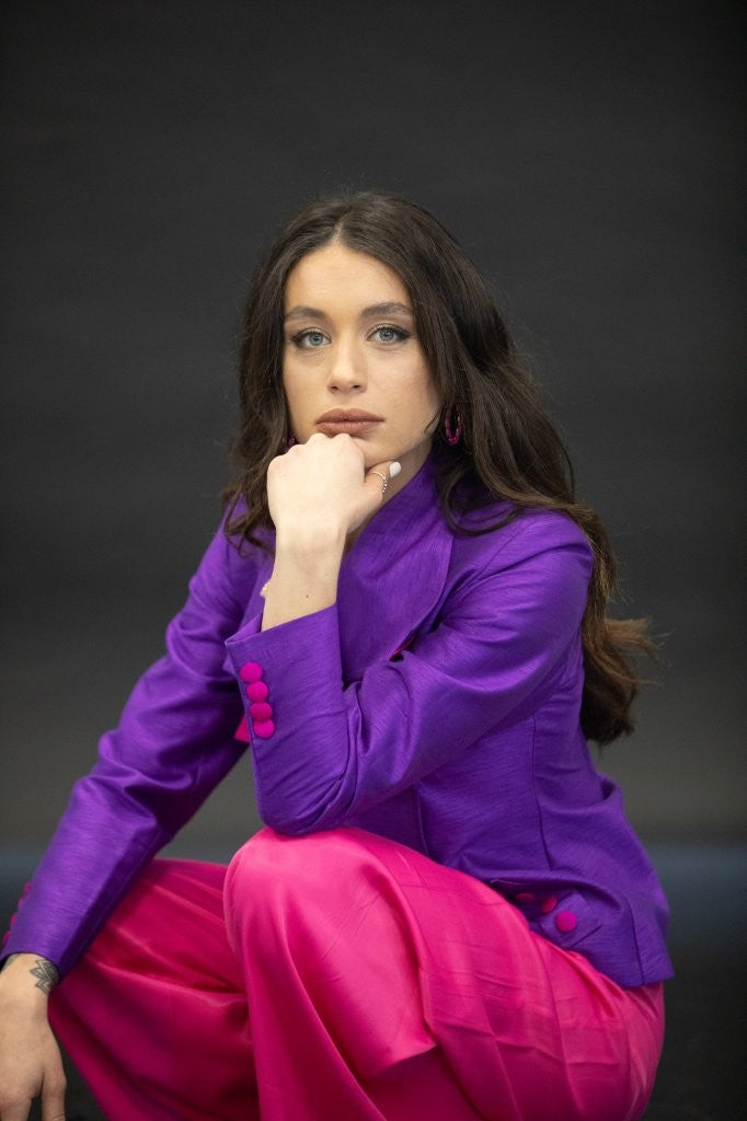 Double Breasted Raw Silk Purple Jacket