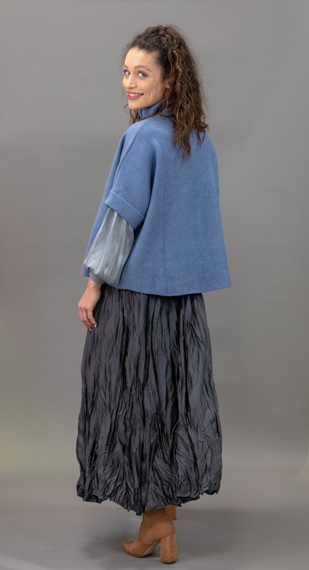 Wrinkled Satin Skirt