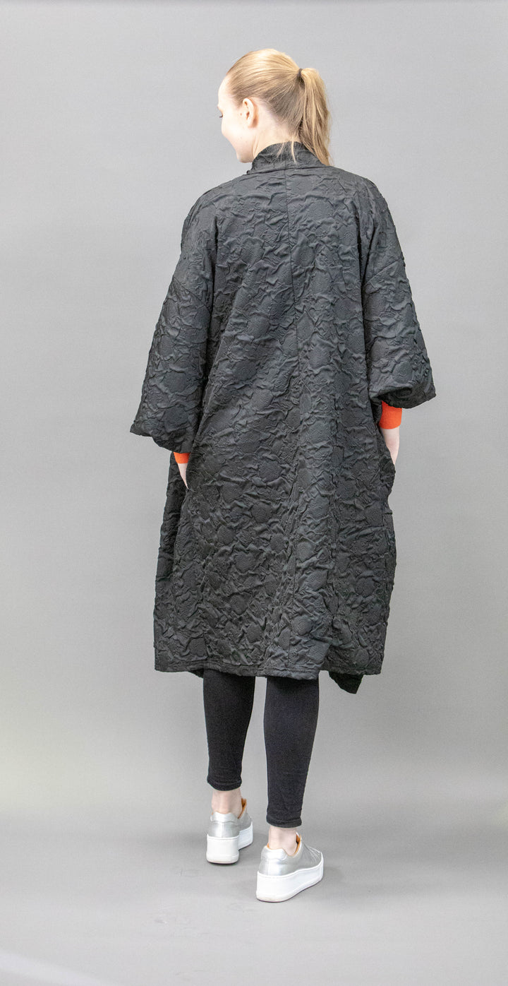 Long Black Waterfall Collared Jacket