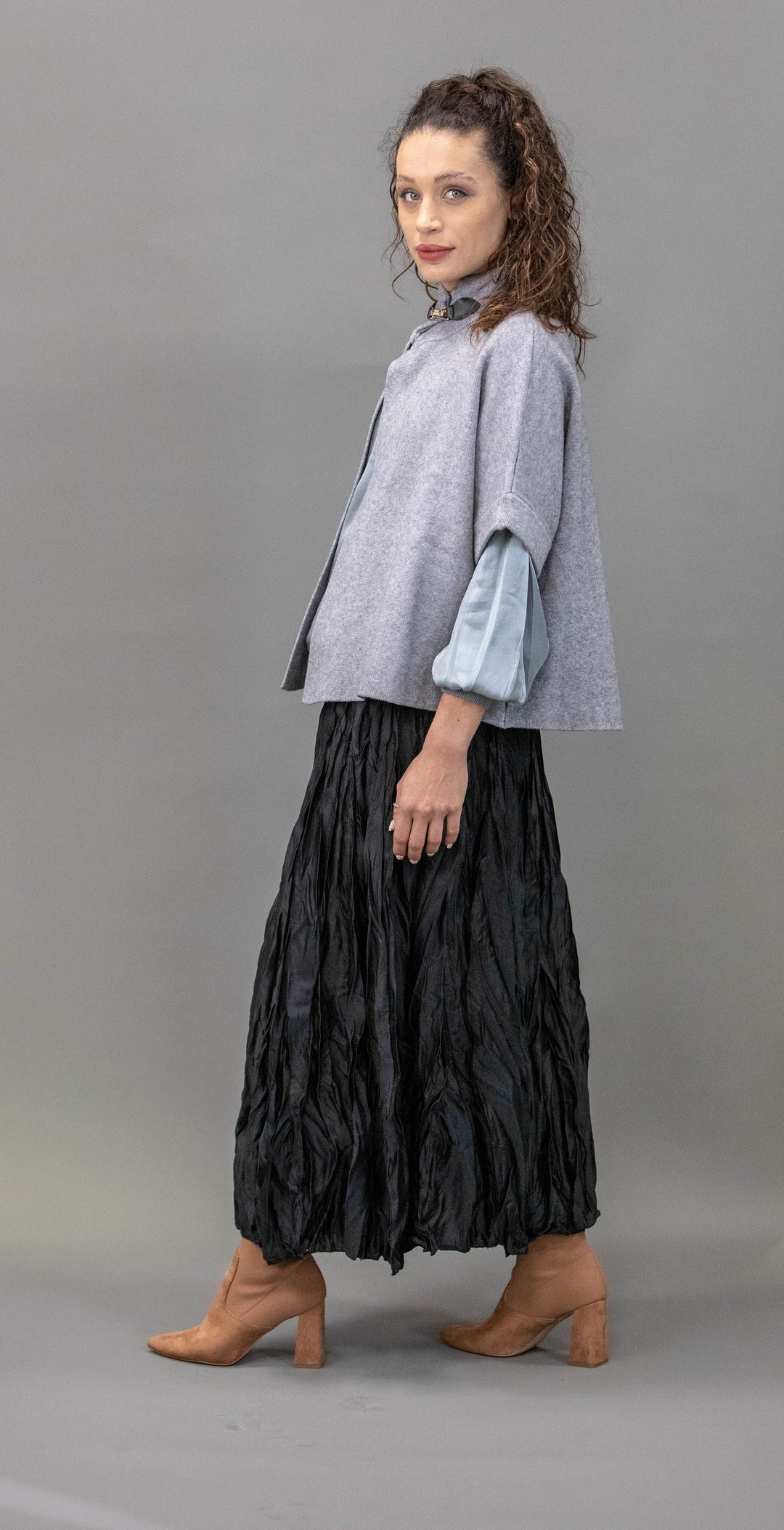 Wrinkled Satin Skirt