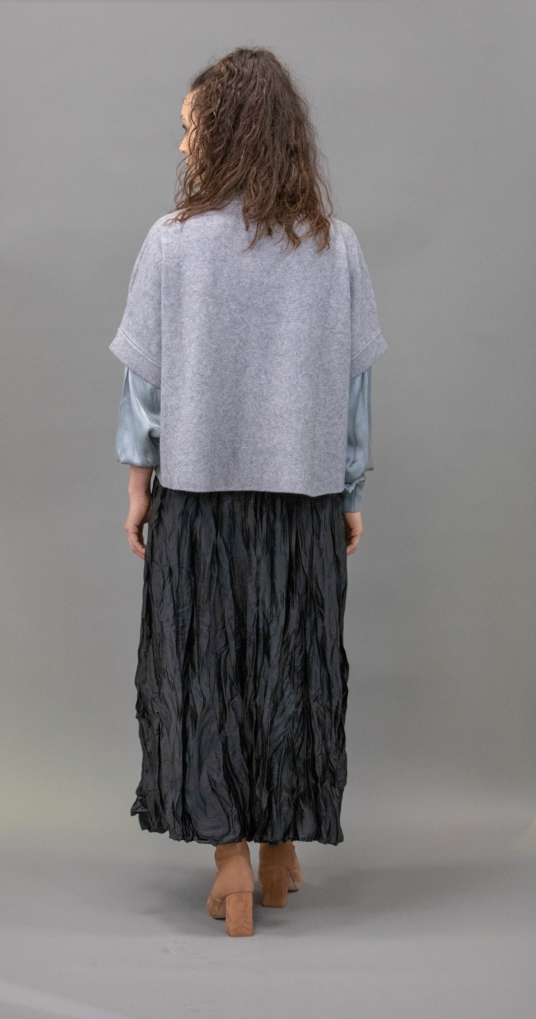 Wrinkled Satin Skirt