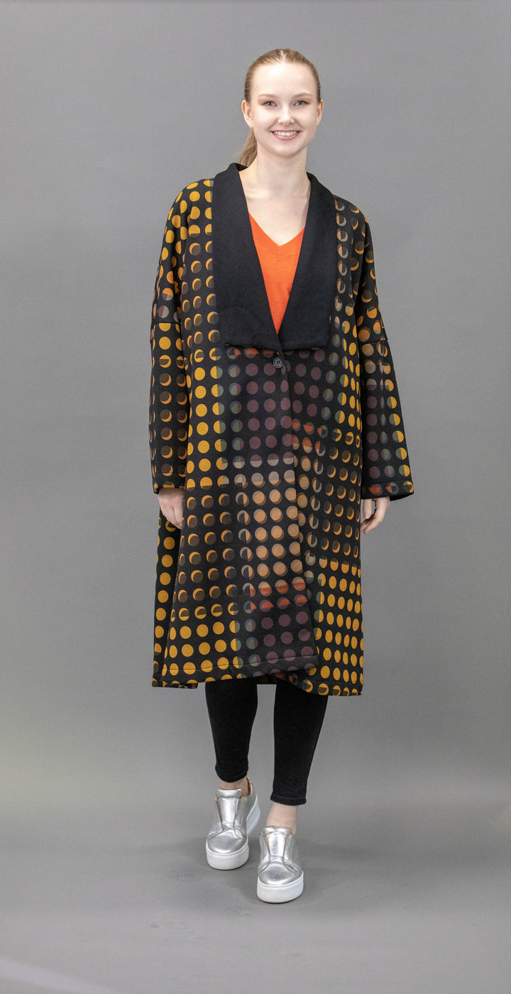 Long Black Abstract Print Jacket