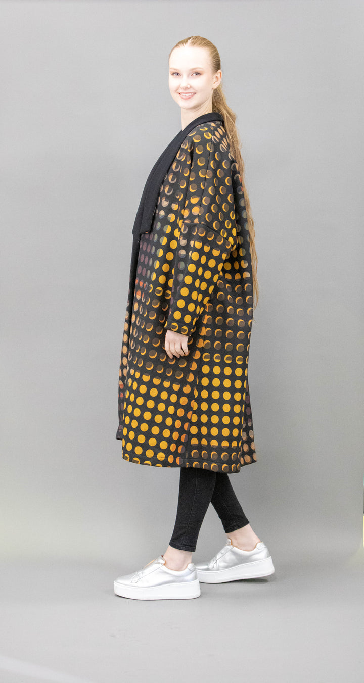 Long Black Abstract Print Jacket