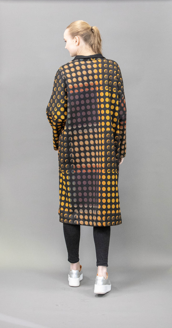 Long Black Abstract Print Jacket