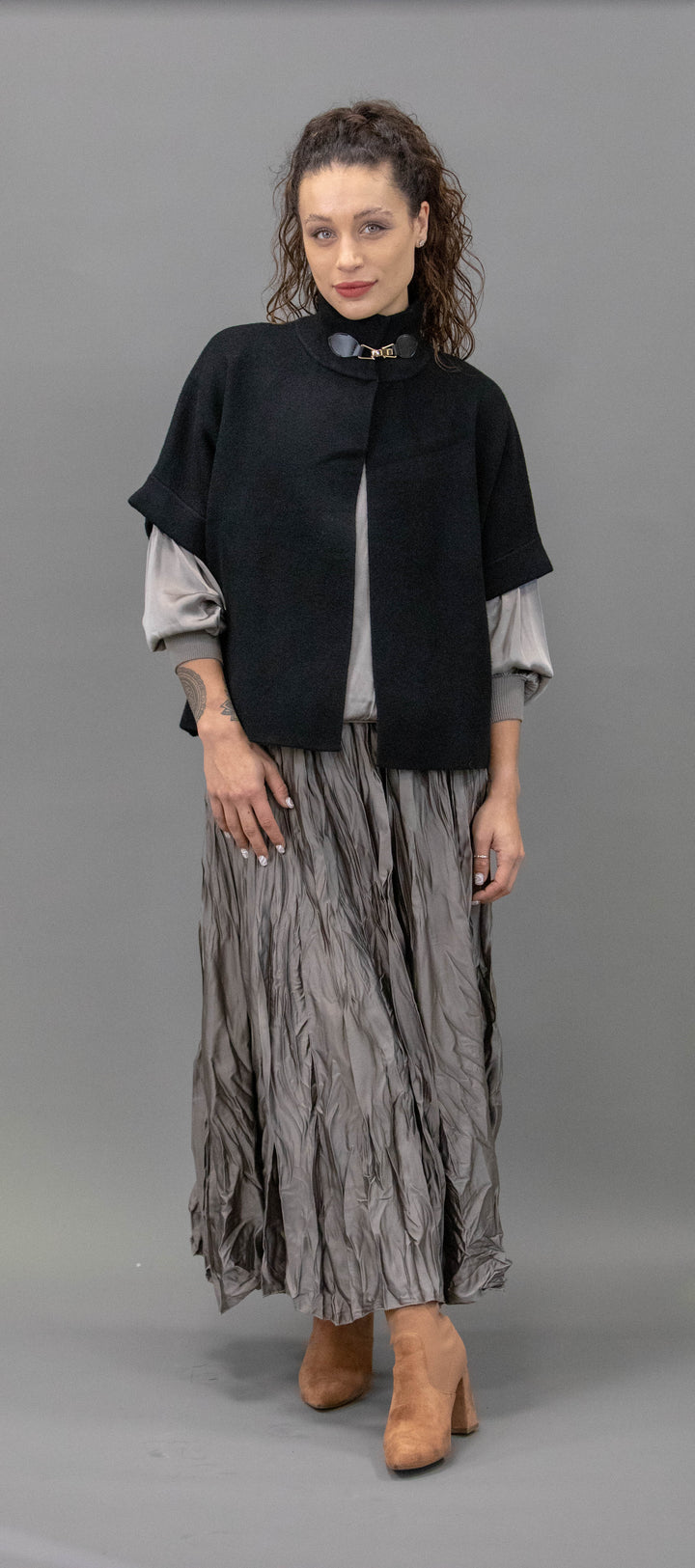 Wrinkled Satin Skirt