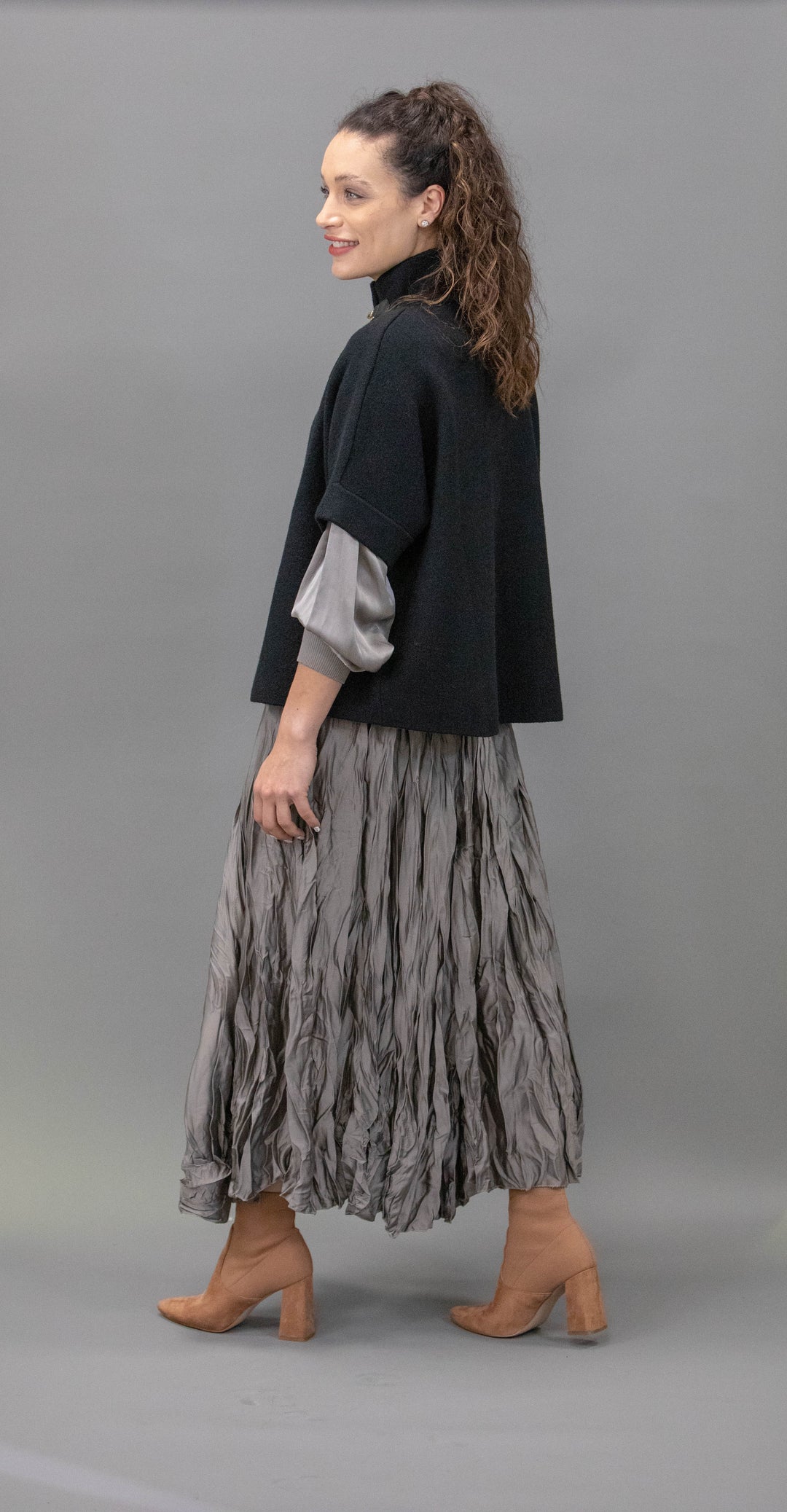 Wrinkled Satin Skirt