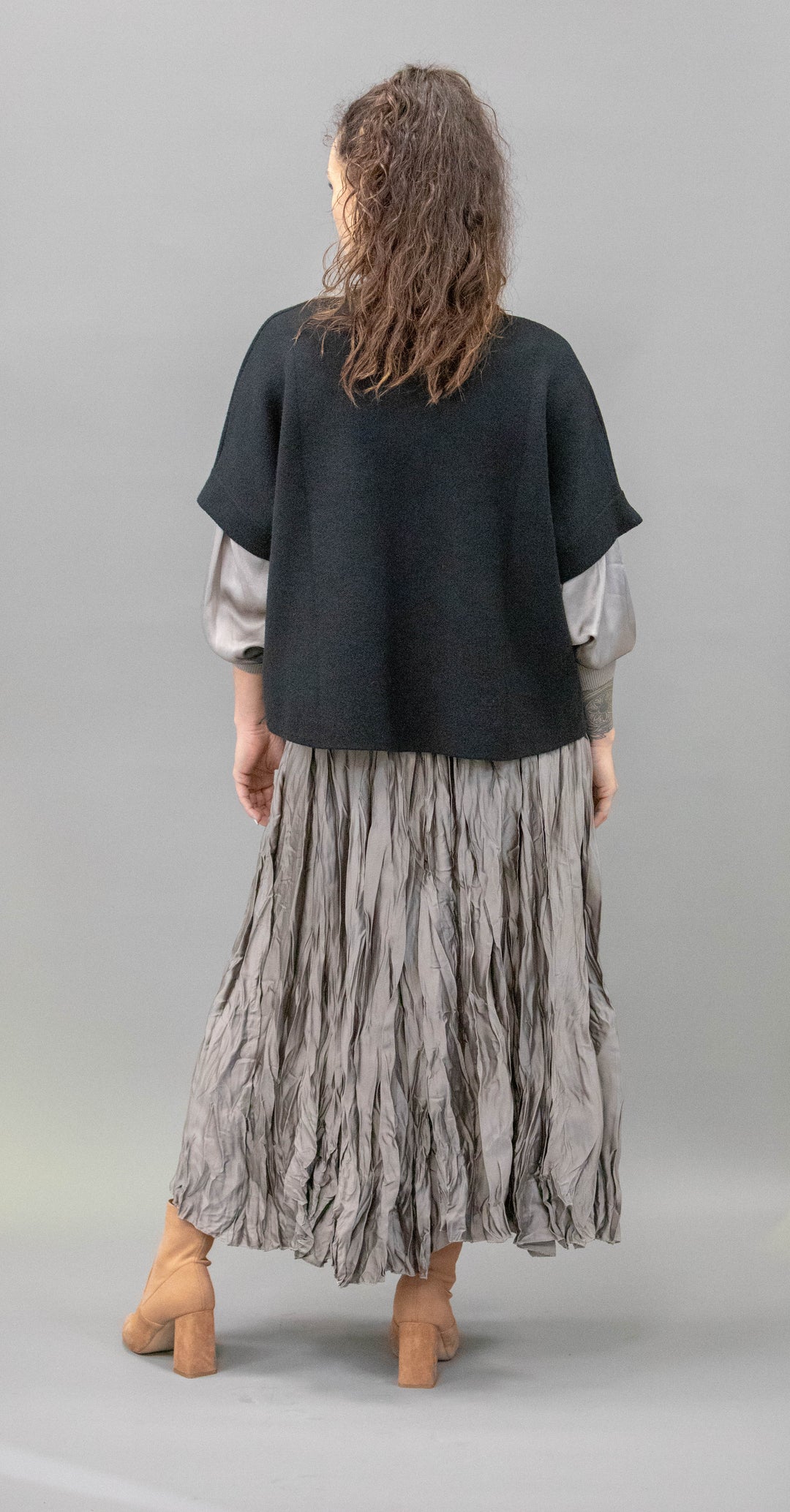 Wrinkled Satin Skirt
