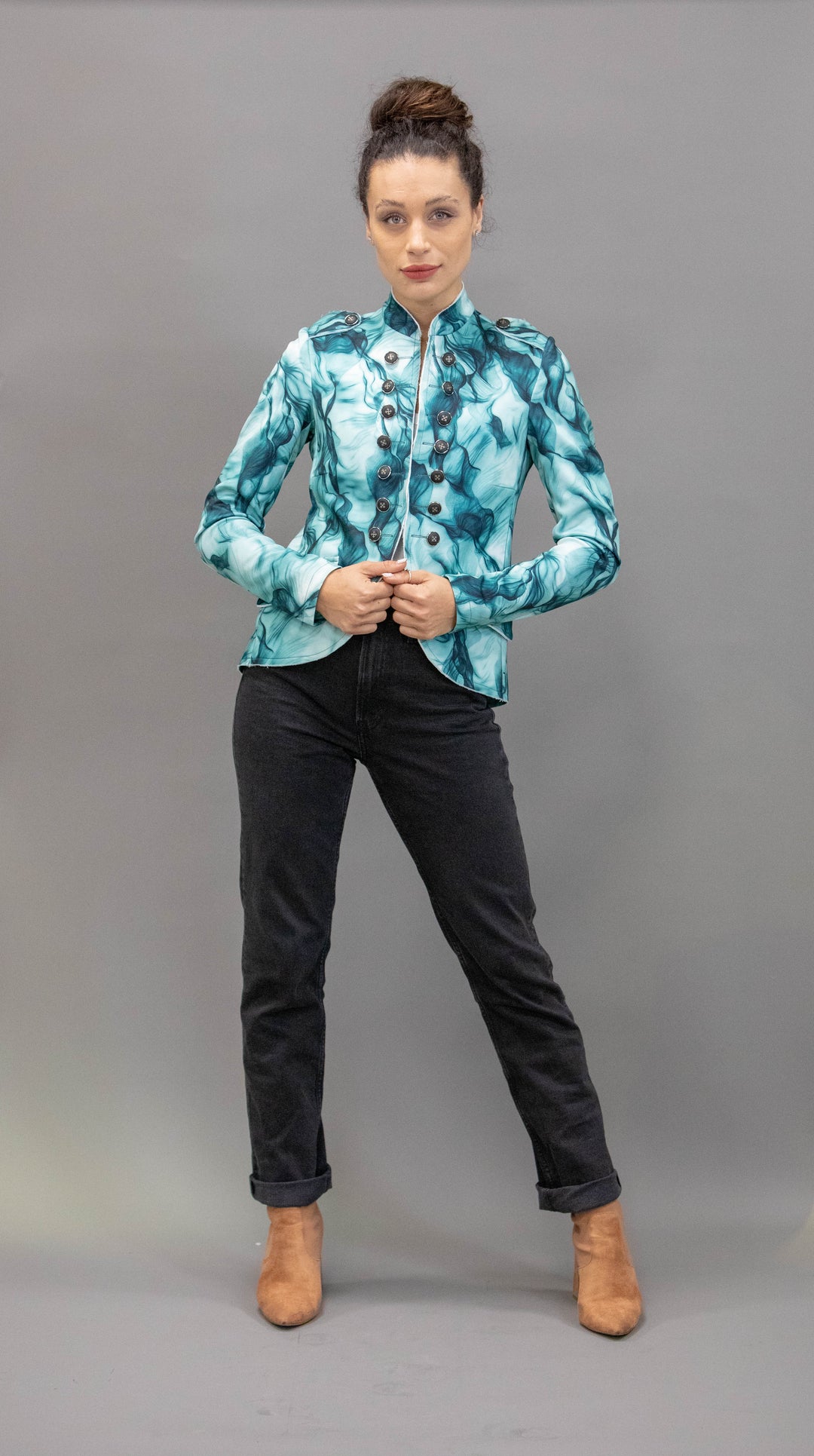 Military Style Jacket in Scuba Fabric