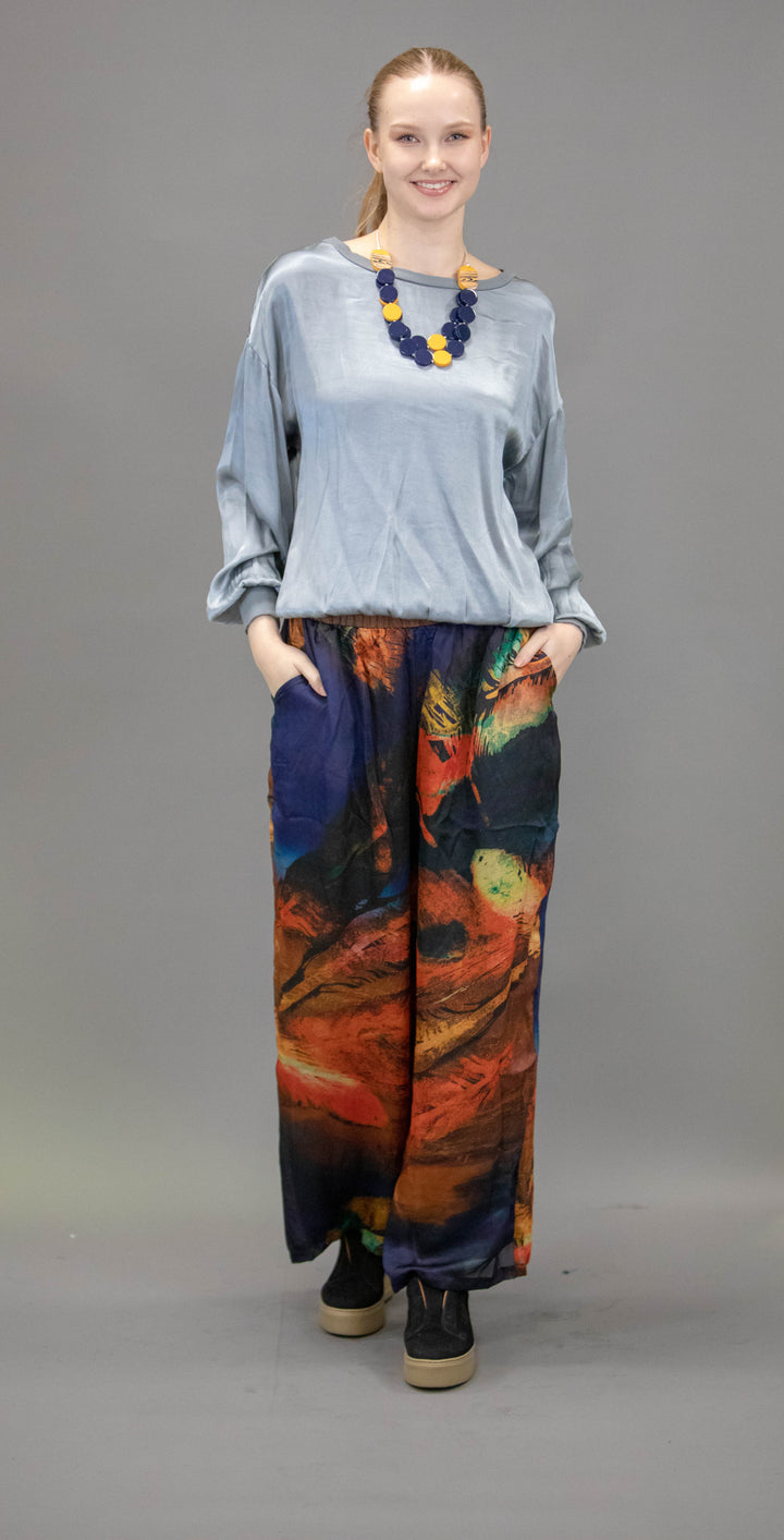 Silk Trousers With Abstract Patterns - Obsession