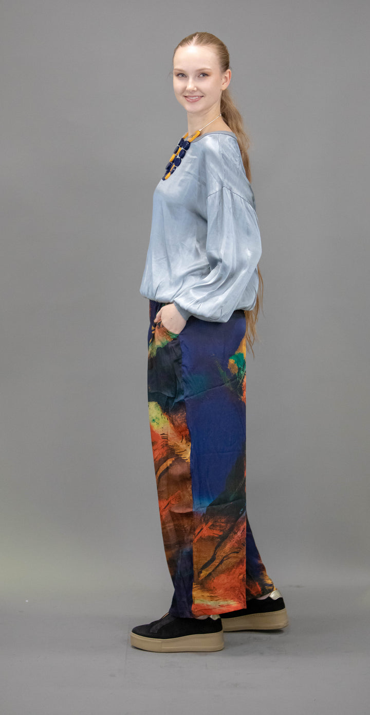 Silk Trousers With Abstract Patterns - Obsession