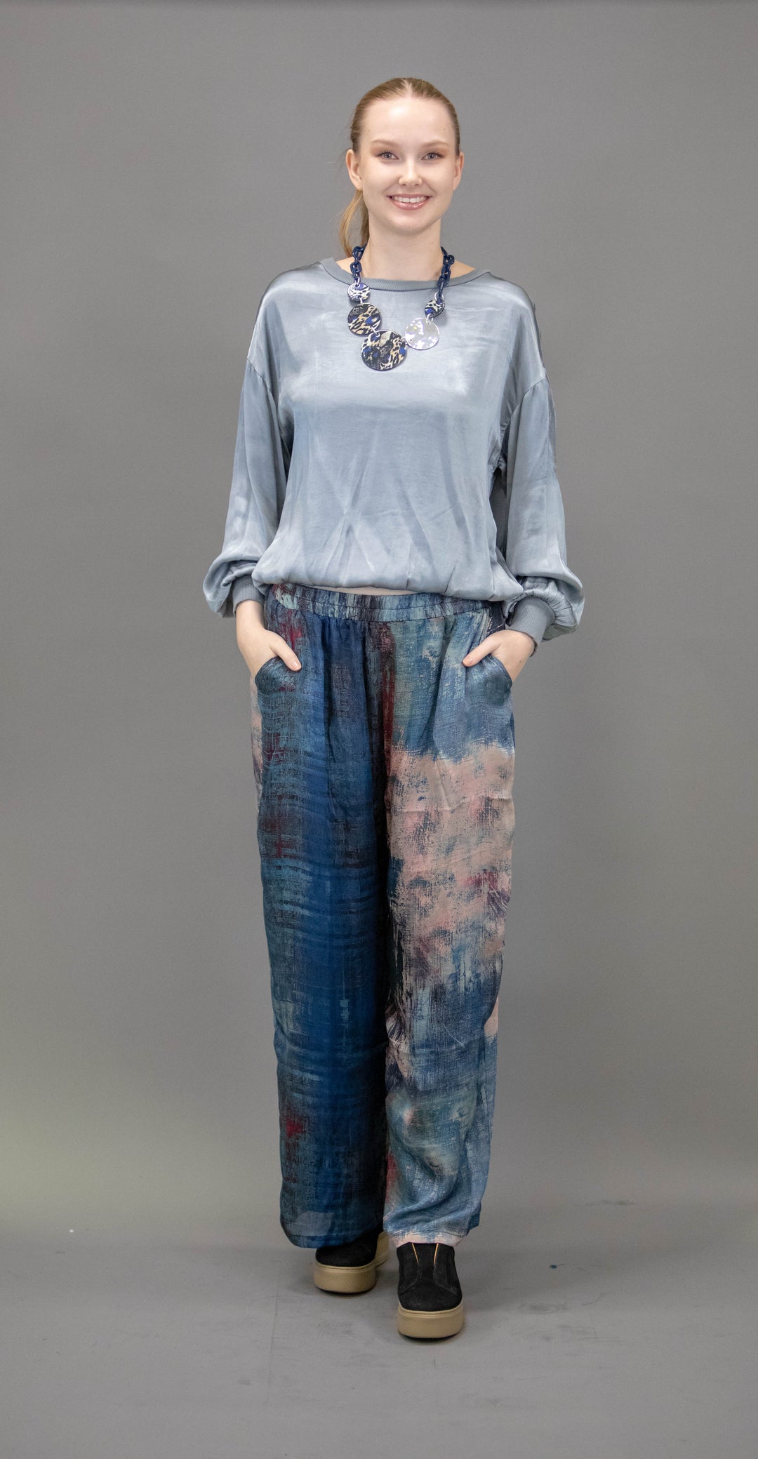 Silk Trousers With Abstract Patterns - Obsession