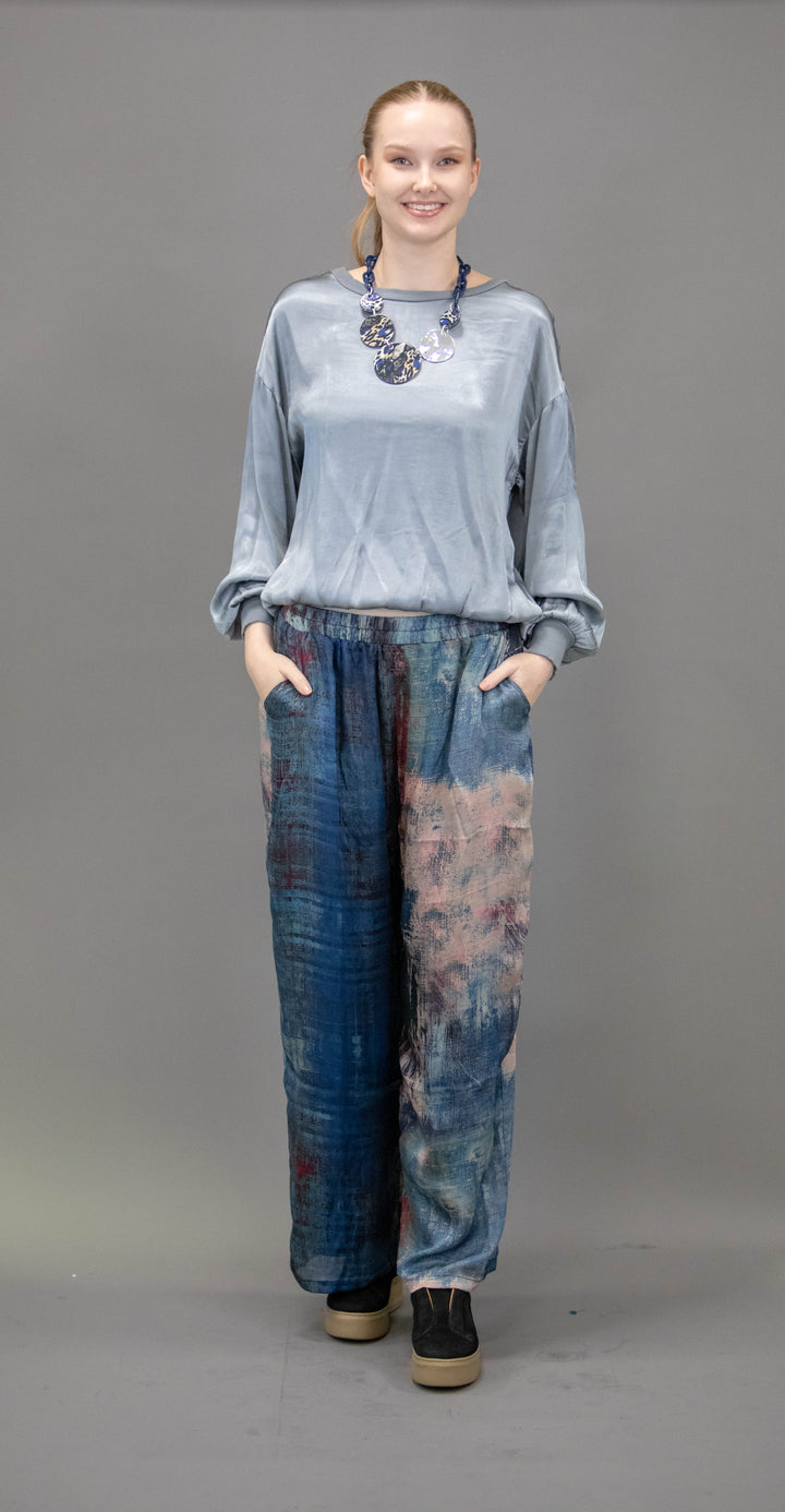 Silk Trousers With Abstract Patterns - Obsession