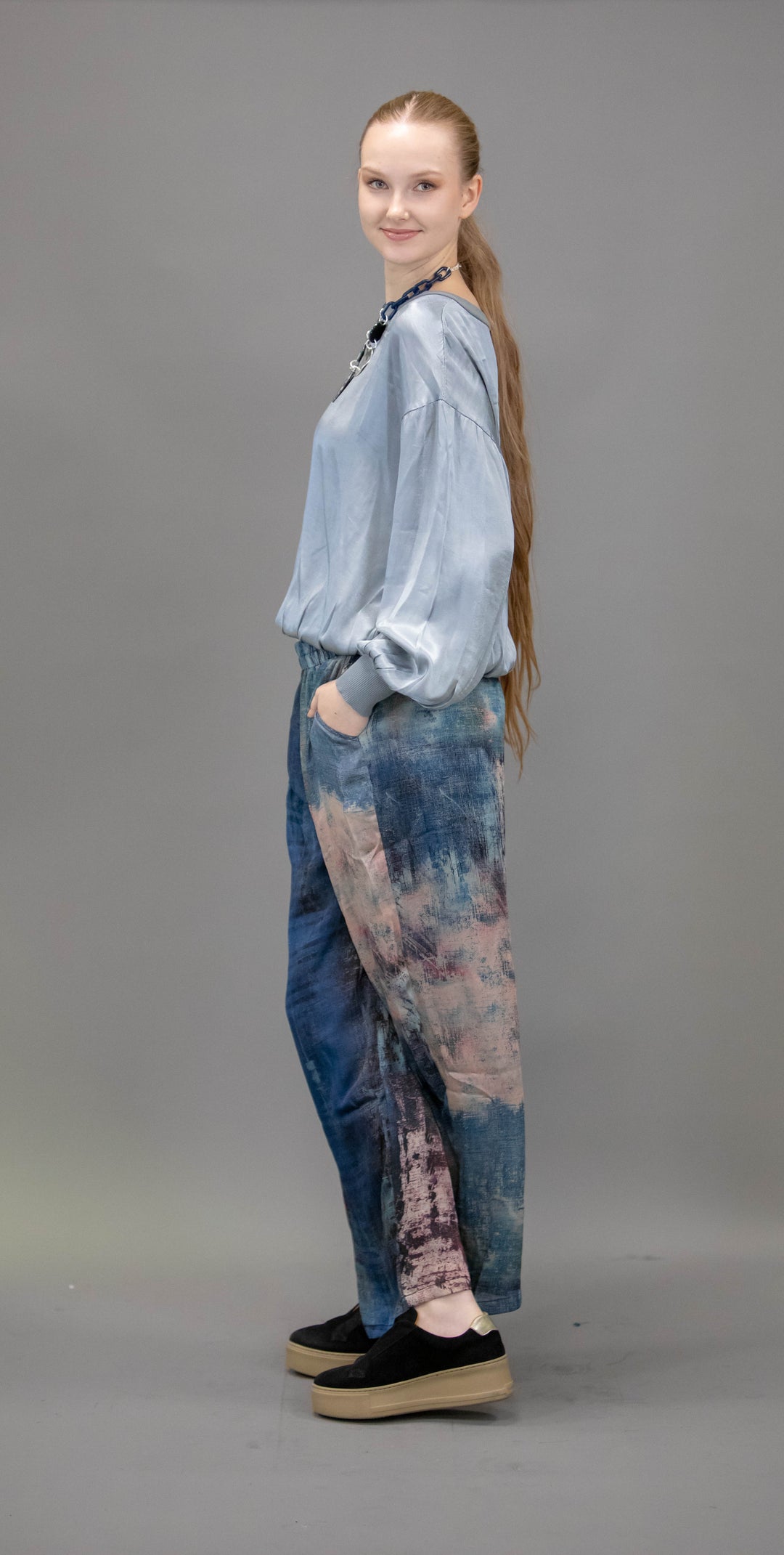 Silk Trousers With Abstract Patterns - Obsession