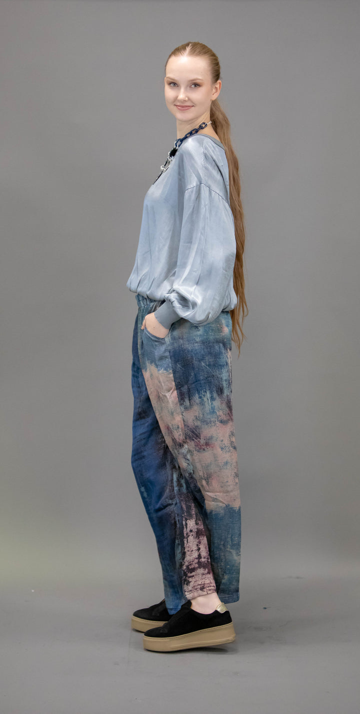 Silk Trousers With Abstract Patterns - Obsession