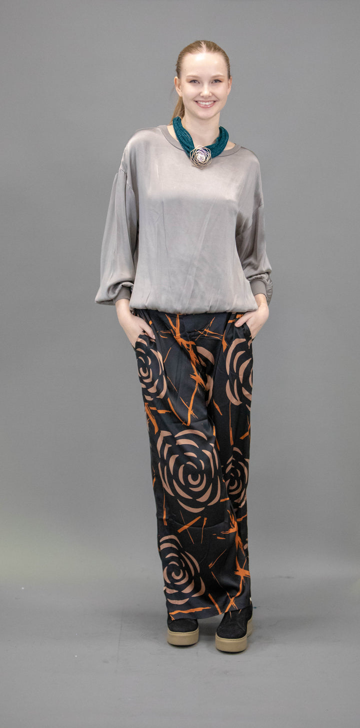 Silk Trousers With Abstract Patterns - Obsession