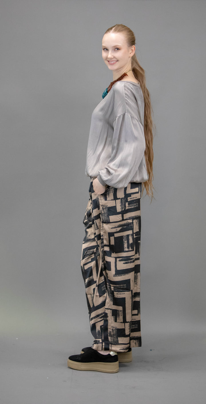Silk Trousers With Abstract Patterns - Obsession
