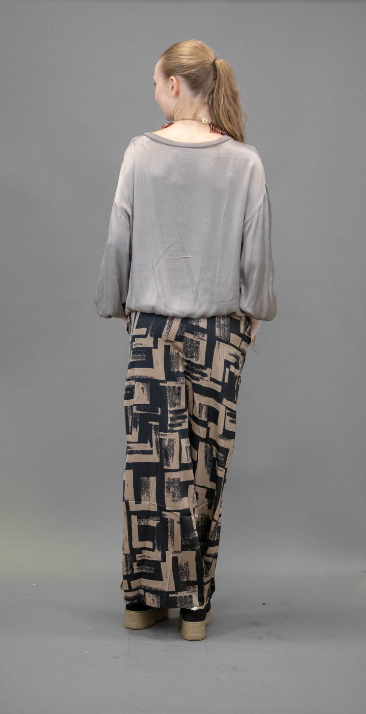Silk Trousers With Abstract Patterns - Obsession
