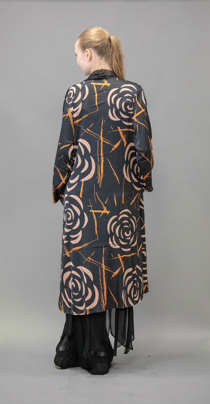 Long Black & RoseGold Abstract Pattern Overlay/Jacket - Obsession