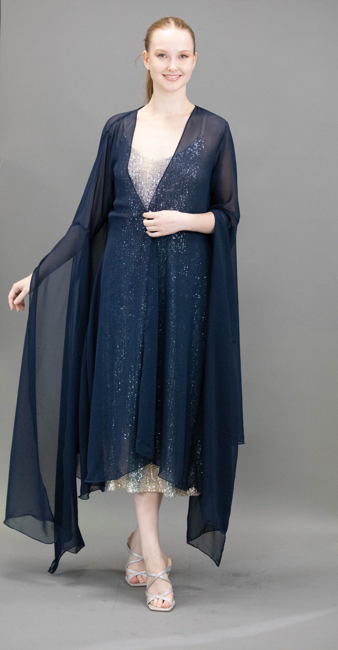 Georgette Chiffon Bell-Sleeve Capelet/Overlay