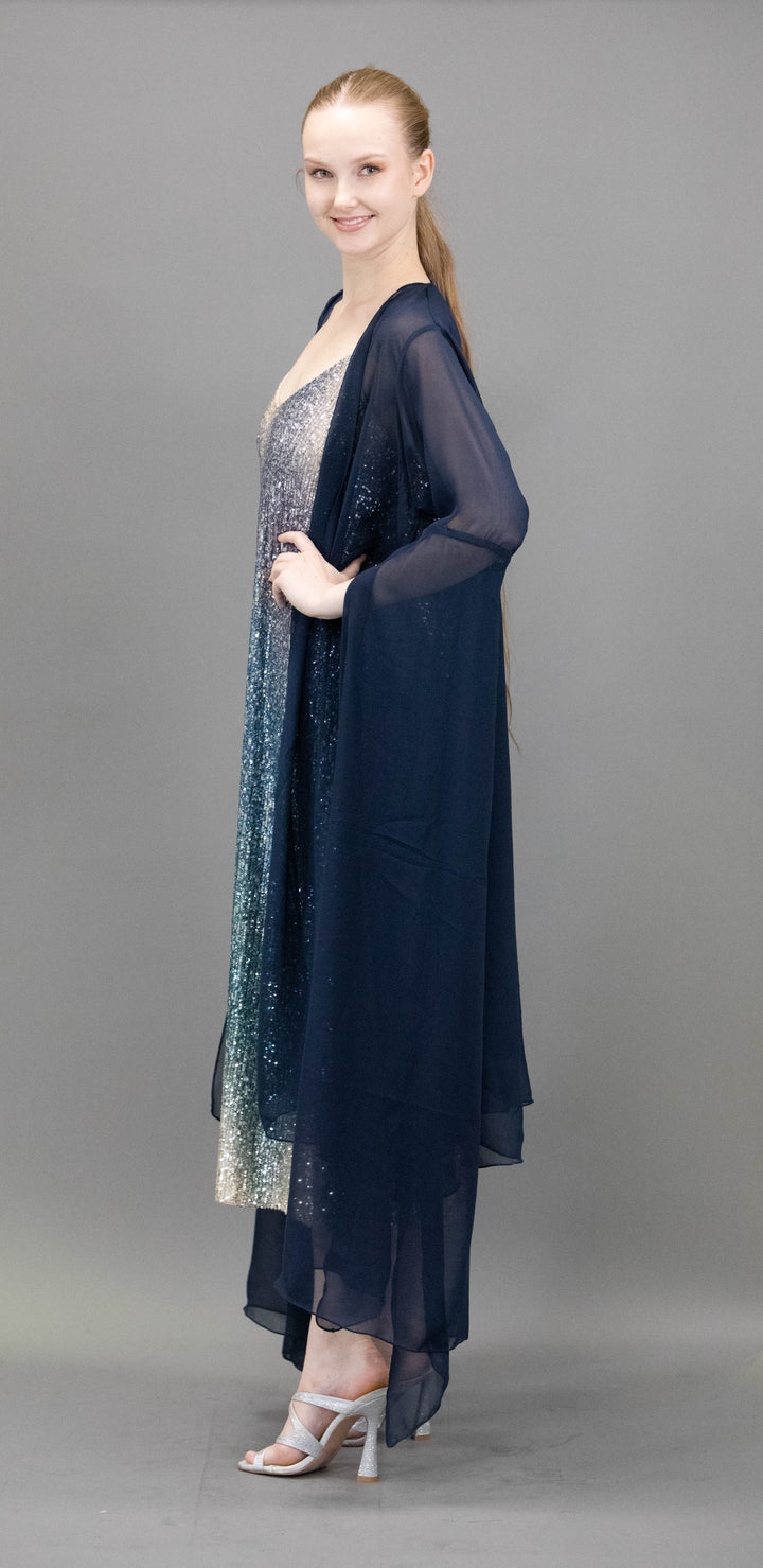 Georgette Chiffon Bell-Sleeve Capelet/Overlay