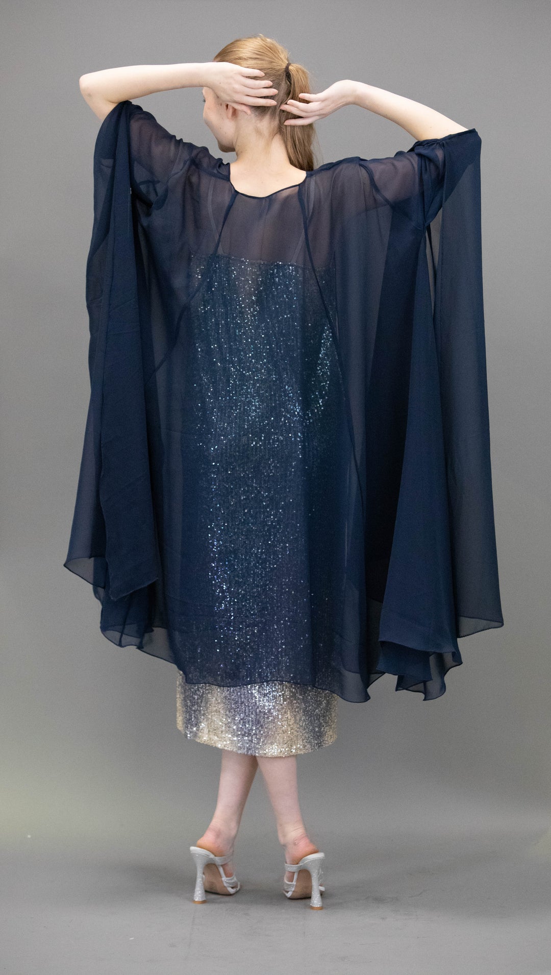 Georgette Chiffon Bell-Sleeve Capelet/Overlay